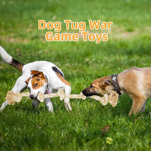 Miniatura 5 de Bmag Juguetes de cuerda para perros para masticadores agresivos, juguetes interactivos y resistentes para perros medianos y grandes, juguete de Beige