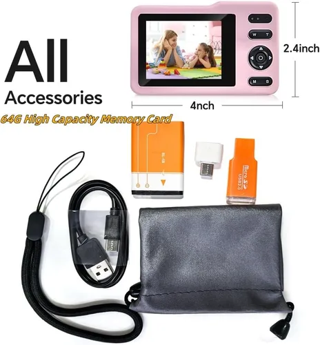 Miniatura 3 de Cámara digital, cámara simulada para niños con tarjeta de 64 GB FHD1080P 16x Zoom anti vibración, exquisita compacta y portátil para niños, niñas