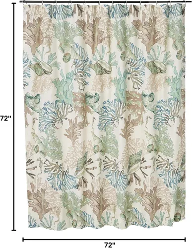 Miniatura 5 de Greenland Home Fashions Cortina de ducha de tela Sensations, decoración elegante para el baño, lavable a máquina, 72 pulgadas x 72 pulgadas, Atlantis