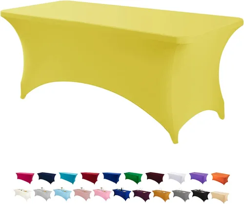 Miniatura 25 de Peomeise - Funda de mesa de elastano de 4 pies, mantel rectangular elástico de elastano (verde manzana, 4 pies)