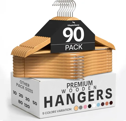 Miniatura 15 de Utopia Home Perchas de madera de alta calidad, paquete de 20 – Percha de madera resistente y duradera – Percha de madera con gancho giratorio de 360