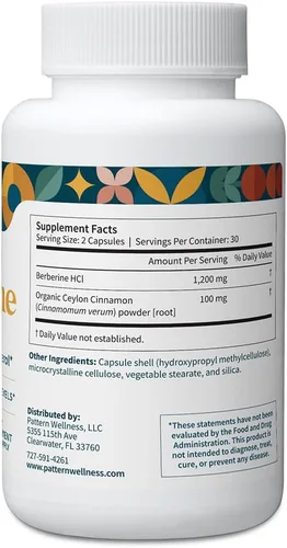 Miniatura 5 de Pattern Wellness Suplemento de berberina con canela de Ceilán orgánica - Soporte antioxidante y metabólico - Bienestar de todo el cuerpo - Sin OMG