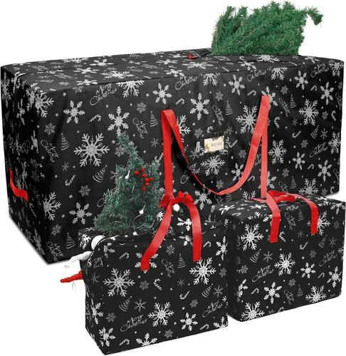 RICHIE Bolsa de almacenamiento para árbol de Navidad de 9 pies (juego de 3 piezas), bolsa Oxford 600D para árbol de Navidad a prueba de desgarros,