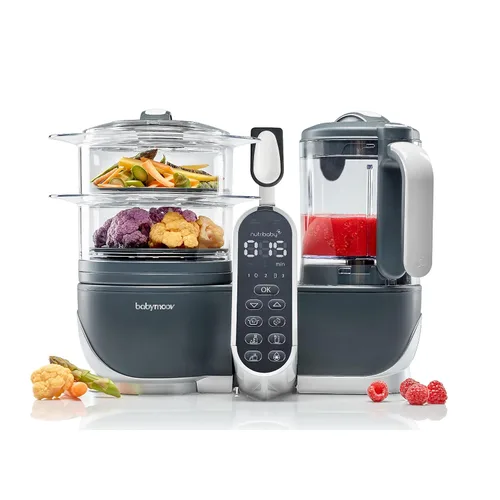 Miniatura 4 de Babymoov Duo Meal Station - Máquina de alimentos 6 en 1, procesador de alimentos con olla de vapor, licuadora de múltiples velocidades, purés