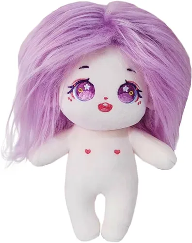 Miniatura 17 de niannyyhouse Muñeca de felpa de 7.9 in de pelo largo para niña, cuerpo de peluche humanoide sin atributo, 8 pulgadas, cuerpo normal, ropa de vestir