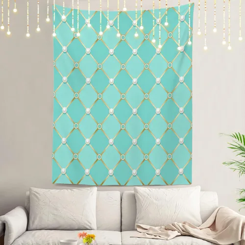 Miniatura 11 de Shrahala Tapiz de pared azul brillante, acuarela azul degradado para colgar en la pared, tapiz grande decorativo de fibra de poliéster, dobladillo