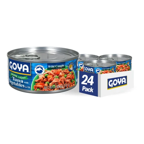 Goya Foods Chunk Light Atún con verduras, capturado en la naturaleza, 4.94 onzas (paquete de 24)