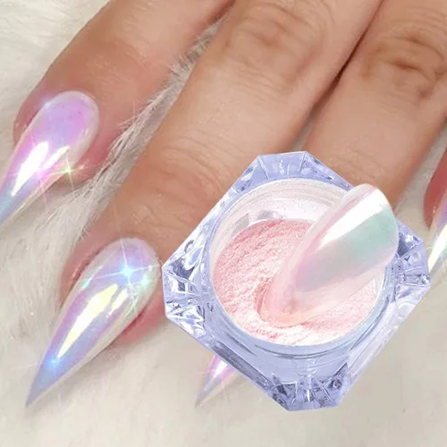 Brillo holográfico para uñas, arco iris, neón, cromado, efecto de polvo de uñas, decoración de escamas, punta de polvo de uñas cromada, accesorios