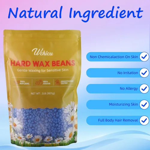 Miniatura 2 de Perlas de cera dura, fórmula de manzanilla para piel sensible de 2 libras para la depilación, cera para cejas, piernas, bikini y cera brasileña