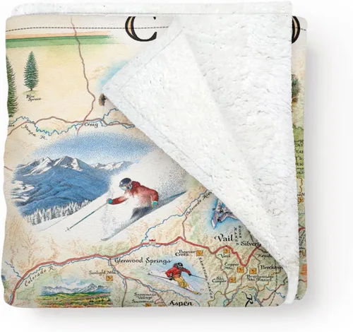 Miniatura 31 de Xplorer Maps Manta de forro polar del Parque Nacional Acadia Manta de 58 x 50 pulgadas Arte original dibujado a mano