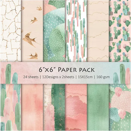 24 hojas de 12 diseños de álbumes de recortes, 6 x 6 pulgadas, papel de cartulina para manualidades Decopodge de una sola cara, álbum de recortes de