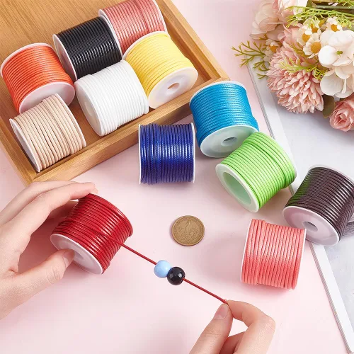 Miniatura 3 de PH PandaHall Cuerda de poliéster encerado de 132 yardas, 12 colores, 0.079 pulgadas, hilo encerado, cuerda para pulseras, collares, cuentas