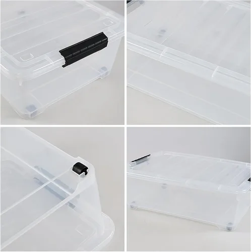 Miniatura 4 de Kiddream Paquete de 3 cajas de almacenamiento con ruedas de 20 cuartos de galón, contenedor de almacenamiento de plástico transparente debajo