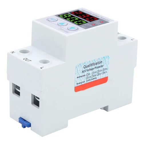 Miniatura 7 de Protector de voltaje ajustable de 100‑130 VCA con función de reinicio de retardo y consulta de fallas y función de restablecimiento de fábrica