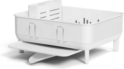 Miniatura 9 de simplehuman Escurreplatos compacto con marco de acero inoxidable, boquilla giratoria de fácil drenaje de 360º, soporte para utensilios