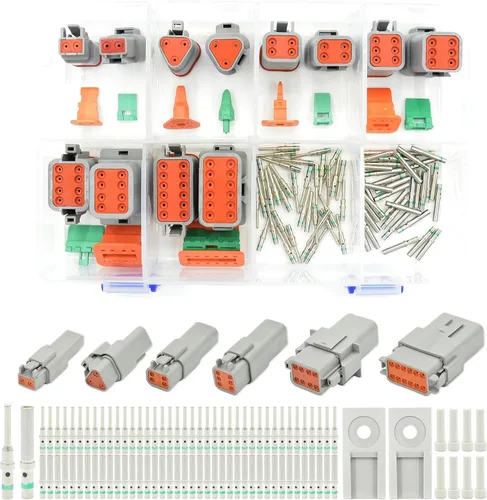 Miniatura 9 de Kit de 205 piezas de conectores Deutsch, conectores DT de 2, 3, 4, 6, 8 y 12 pines, conectores eléctricos impermeables IP67 con 70 pares
