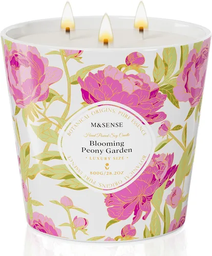 Miniatura 14 de M&SENSE Vela Perfumada de Gardenia y Jazmín, 28.2oz Velas Grandes de Cera de Soja Natural de 3 Mechas, Duraderas de Combustión Limpia y Lenta Sin