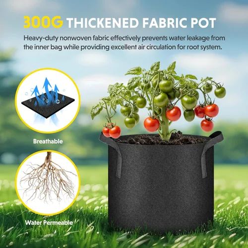 Miniatura 7 de iPower Paquete de 12 bolsas de cultivo de 1 galón, macetas de tela no tejida de aireación gruesa resistente con asas de nailon y 12 etiquetas