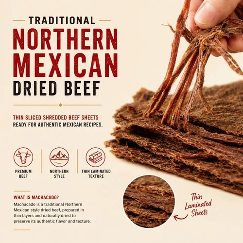 Miniatura 2 de La Norteñita Machacado Carne Seca Laminada 8.82 oz Jerk Bocadillos de carne con alto contenido de proteínas, auténtico sabor norteño, aperitivos