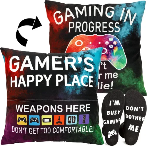 Miniatura 9 de Regalos de jugador OCCdesign para adolescentes y hombres, decoración para habitación de juegos, juego de funda de almohada para jugador y calcetines