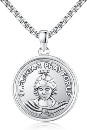Miniatura 561 de Collar de plata de ley 925 con medalla de San Patrón, colgante de protección católica, amuleto, joyería religiosa para hombres y mujeres