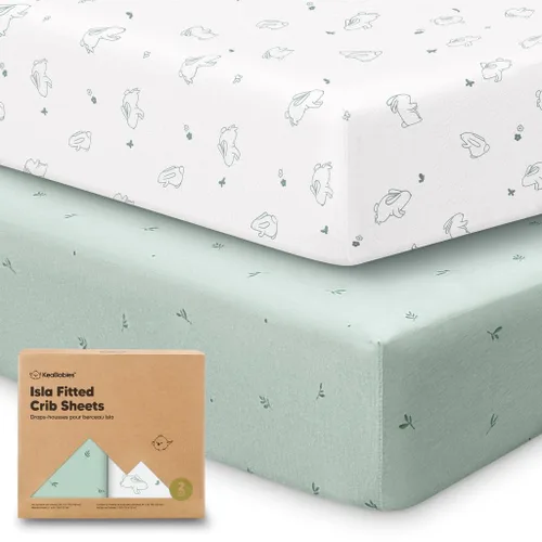 KeaBabies Paquete de 2 sábanas de cuna para bebé, para niño y niña - 52x28 Fibra viscosa derivada del bambú, sábana para cama de niño pequeño,