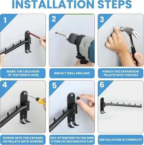 Miniatura 7 de Percheros para colgar ropa, perchereros de ropa montados en la pared, ganchos para colgar ropa, barras para ropa, ganchos resistentes, plegables