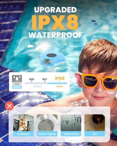 Miniatura 4 de BALDR Termómetro flotante para piscina, termómetro de piscina con energía solar, fácil de leer/usar