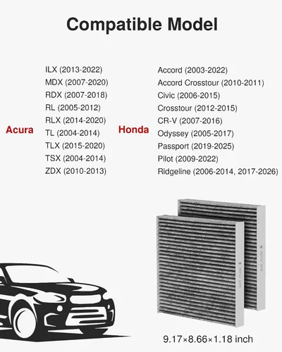 Miniatura 5 de Puroma Filtro de aire de cabina con carbón activado, compatible con Honda, CR-V, Civic, Accord, Odyssey, Pilot, Crosstour, Passport, Acura ILX, MDX