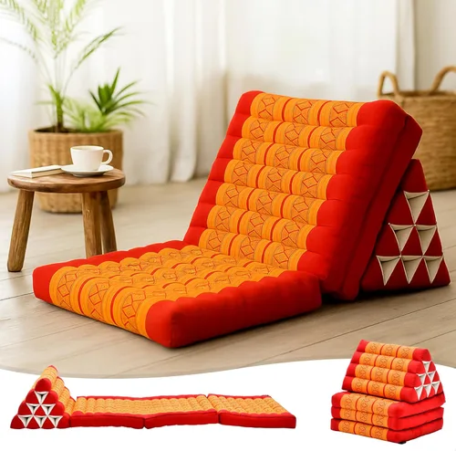 Miniatura 67 de Leewadee - Cojín Tailandés plegable para el suelo con respaldo para TV, sala de estar, colchón para exterior, 65.7 x 20.9 x 11.8 pulgadas, Kapok