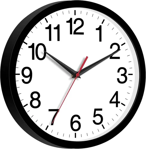 Miniatura 8 de Rohioue Reloj de pared moderno de 8 pulgadas, funciona con pilas, silencioso, sin tictac, pequeño reloj analógico para sala de estar, oficina, Negro