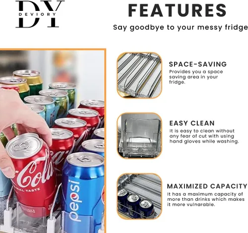 Miniatura 3 de Organizador de latas de soda con empujador automático Organizador de bebidas para refrigerador Dispensador de bebidas para soda, latas