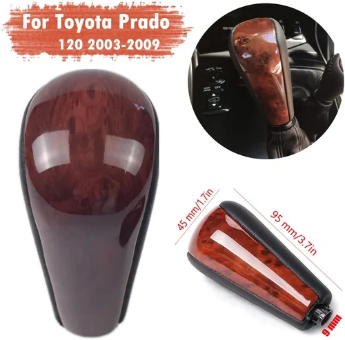 Miniatura 4 de Cuero automático con perilla de palanca de cambios de madera para Toyota Prado 120 2003 2004 2005 2006 2007 2008 2009 (1 pieza de nogal)