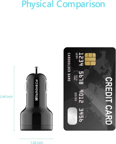 Miniatura 3 de Cargador de coche, mini 36 W dual USB QC 3.0 puertos adaptador de cargador rápido para coche compatible con Samsung Note 9/Galaxy S10/S9/S8, negro