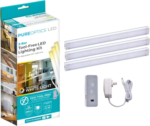 Miniatura 12 de PureOptics LED Kit de luz para debajo del gabinete, sensor de movimiento, regulable, enlazable, 3 configuraciones de color, sin herramientas