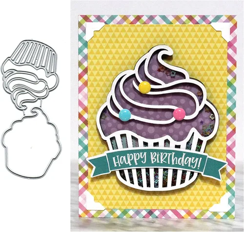 Cupccake Shaker Metal Troqueles troquelados, para fiesta de cumpleaños, para helado, troqueles cortados, álbumes de recortes, papel decorativo en