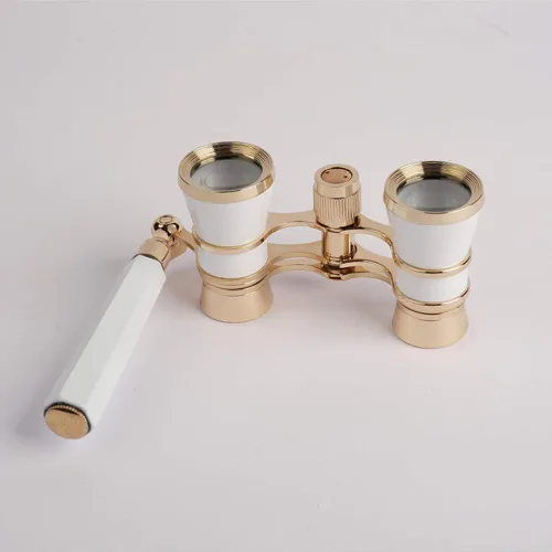Miniatura 2 de Marsrut Lentes binoculares Ultra HD 3 x 25 para teatro de ópera con asa, telescopio de color blanco para ver teatro, carreras de caballos