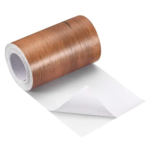 uxcell Cinta de grano de madera, 3.94 pulgadas x 16.41 pies, adhesivo de papel de pared autoadhesivo para pared, esquina, mesa, puerta, sofá, rojo