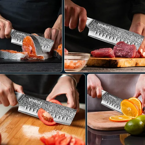 Miniatura 7 de MOSFiATA 7'Nakiri Cuchillo Damasco Profesional Sharpe Chef Cuchillo Cuchillo Cuchillo de Cocina Cuchillo Cuchillo de Acero Damasco VG-10 Hoja