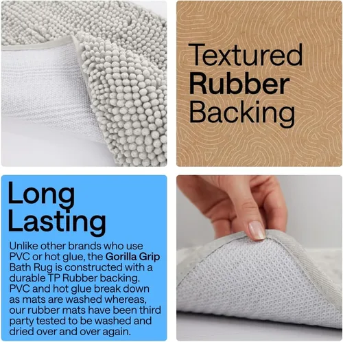 Miniatura 134 de Gorilla Grip - Tapete de baño de felpilla gruesa, suave y absorbente, secado rápido, de microfibra, con reverso de caucho, para piso de ducha, Nube