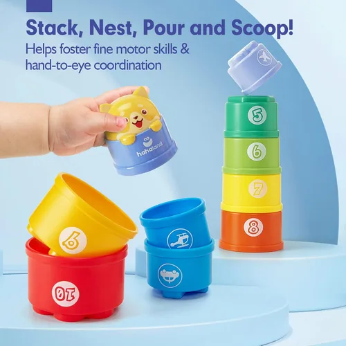 Miniatura 4 de hahaland Juguetes apilables para niños pequeños de 1 a 3 años – Vasos apilables – Juguete para niños de 1 a 2 años de edad Juguetes Montessori
