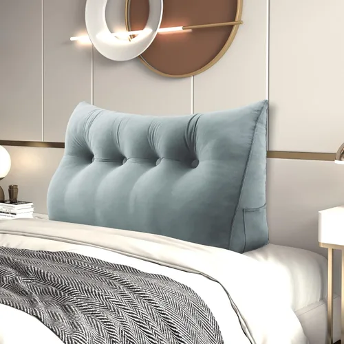 Miniatura 12 de Almohada de Cuña para Cabecero, Almohada Bolster Grande para Lectura, Almohadas para Sentarse en la Cama para Adultos, Cojín Triangular de Amarillo