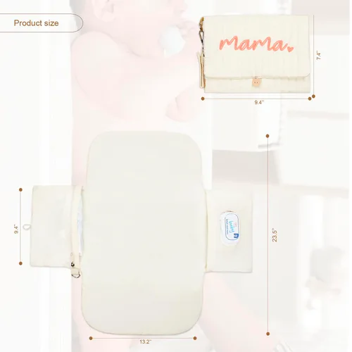 Miniatura 3 de Cambiador de pañales portátil, con, para recién nacido niña y niño con bolsillo de toallitas inteligentes, fácil de limpiar, impermeable, suave