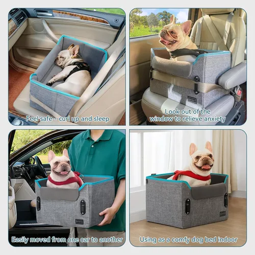 Miniatura 7 de PETSFIT Asientos de coche para perros pequeños – Hebillas de seguridad patentadas – Correa de seguridad – Asiento plegable elevador para perro