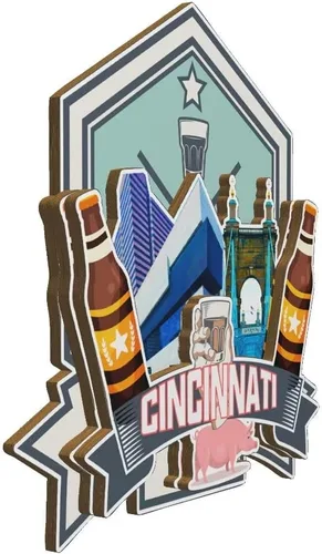 Miniatura 2 de Imán de madera para nevera de Cincinnati Ohio USA Monumentos 3D de viaje, recuerdos coleccionables, decoración hecha a mano, 1958