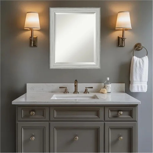 Miniatura 8 de Amanti Art Espejo de baño de madera, espejo de pared plateado Bel Volto para usar como espejo de tocador de baño sobre el fregadero
