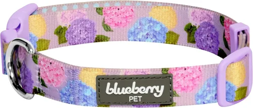 Blueberry Pet Collar de perro de teñido anudado lila, tamaño pequeño ajustable, cuello de 12 a 16 pulgadas, collar impreso para mascotas para perros