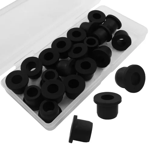 Miniatura 5 de Hordion 20 ojales de goma con orificio de taladro de 1/2 pulgada, orificio de identificación de 5/16 pulgadas, tapones negros para tubos de vinilo
