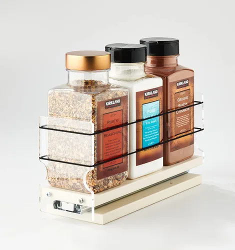 Miniatura 12 de Vertical Spice - Organizador de especias deslizante grande extraíble - 2 cajones individuales de 1 nivel - Soporte de condimentos con ruedas de alta