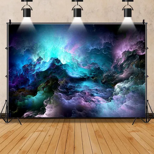 Miniatura 4 de AOFOTO Telón de fondo de nebulosa de galaxia misteriosa de ciencia ficción futurista de nubes azules y moradas, fondo de fotografía, universo